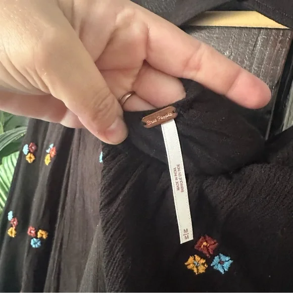 Free People Oxford Embroidered Mini Babydoll Floral Boho Long sleeve Dress M - Picture 9 of 10